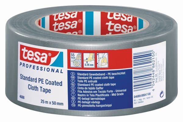 Kangasteippi TESA® 4688 50mm x 25m, pinnoitettu, matta hopea - Image 3